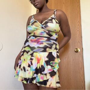 Urban Outfitters Silence + Noise Mesh Ruffle Mini Dress